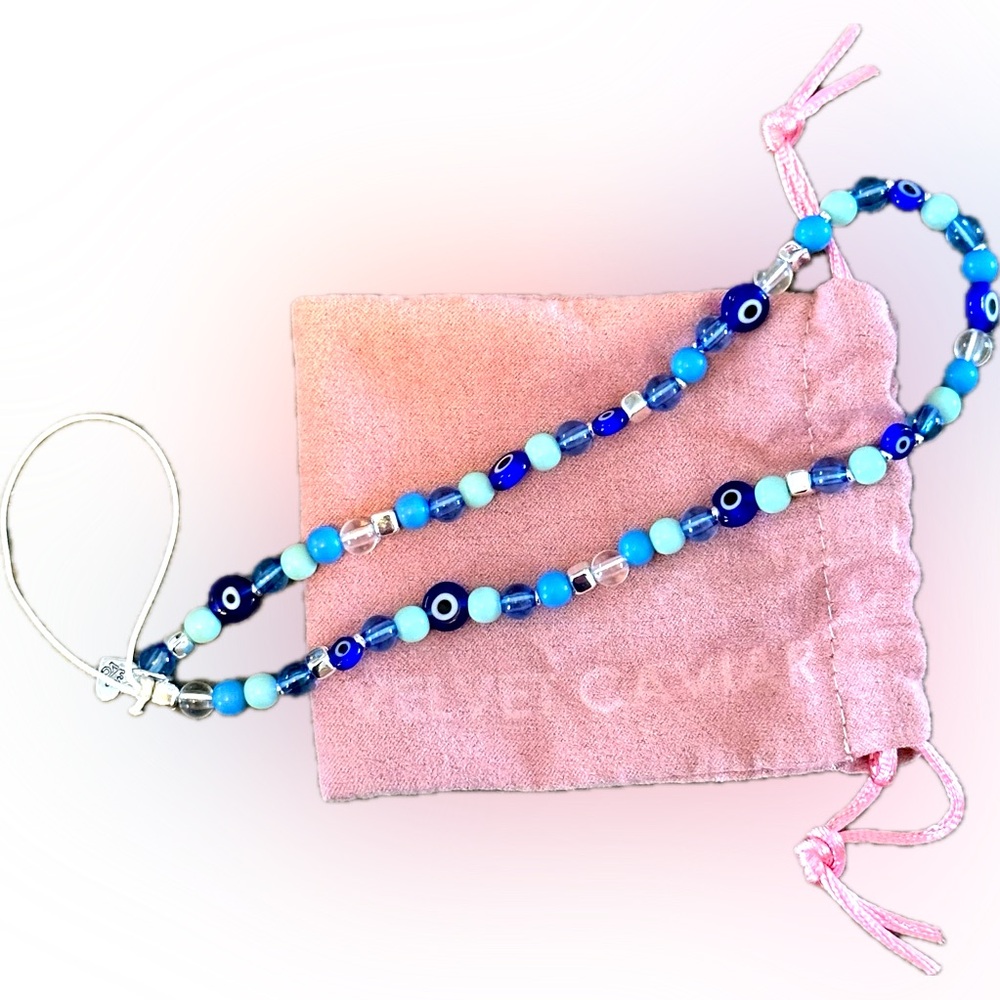 Velvet Caviar Evil Eye Blue White Cell Phone Charm New